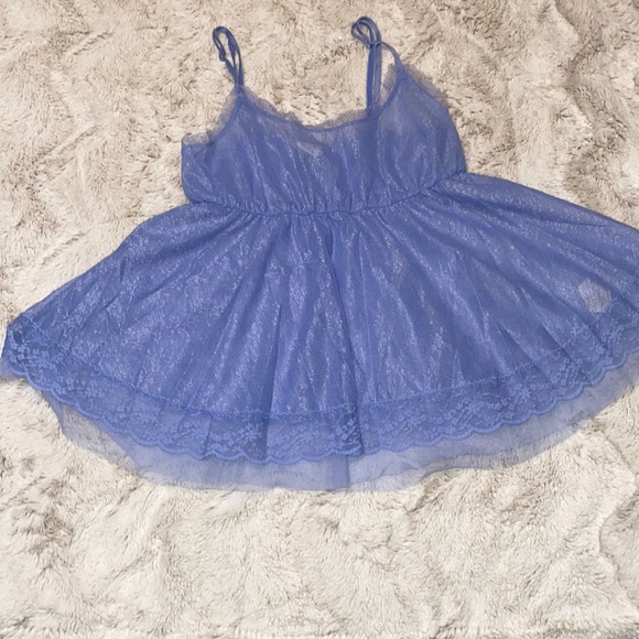 Intimately Free People sapphire blue lace babydoll camisole top size medium - Picture 1 of 8